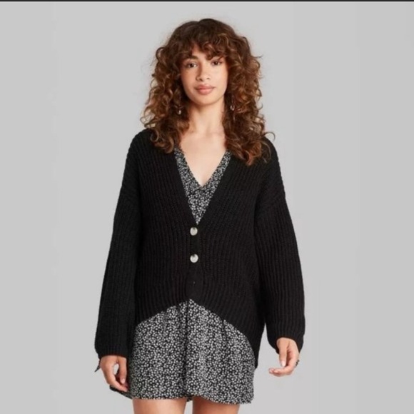 Wild Fable Black Slouchy Cardigan Size 